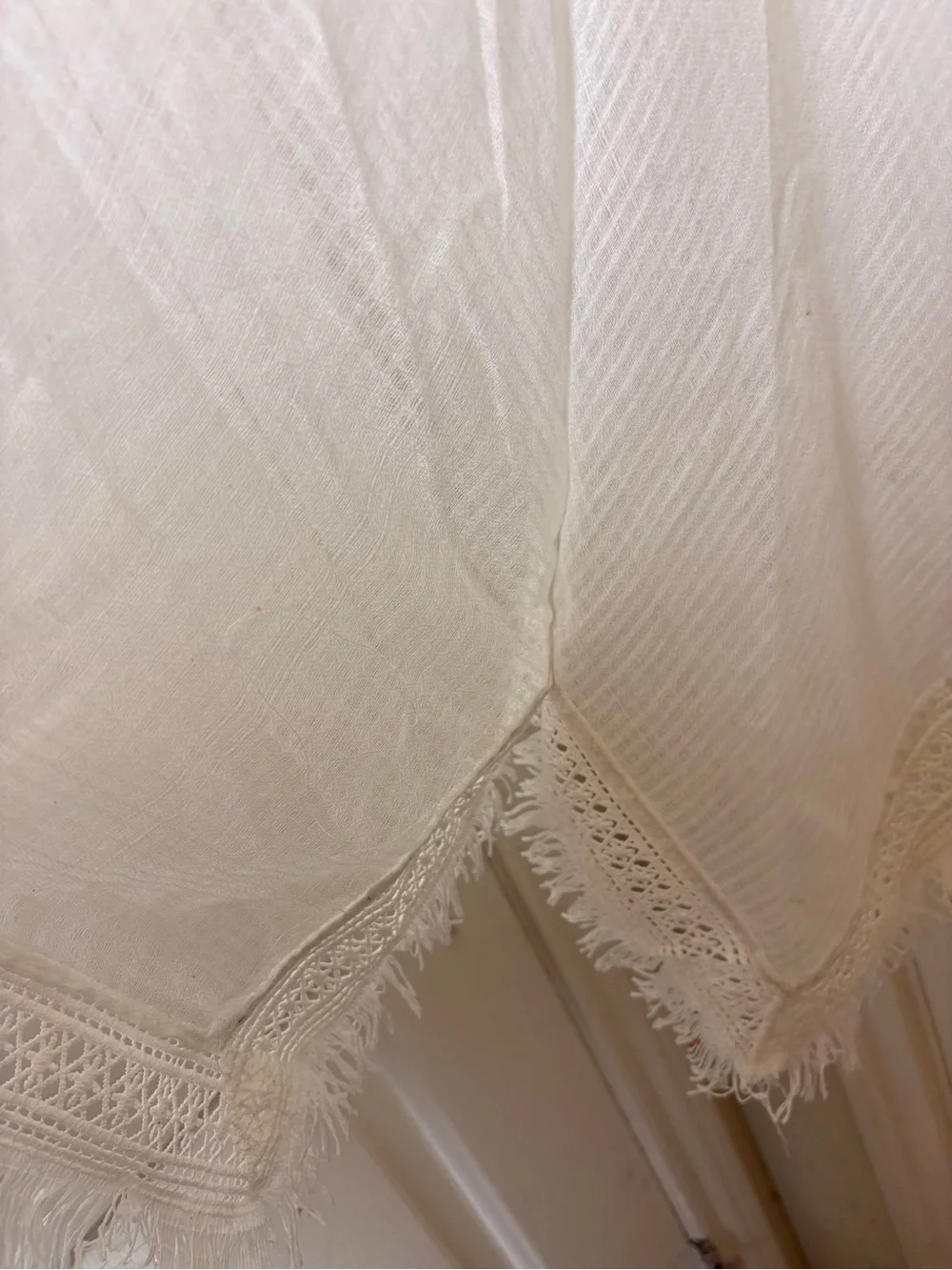 Steve Madden White Fringe Lace Trim Boho Kimono Cover Up One Size